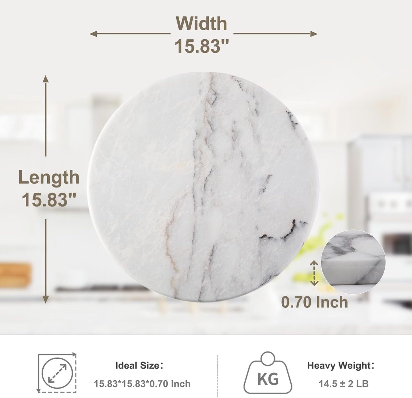 Koville Milas Lilac Marble Cutting Board for Kitchen, 16" Large Marble Cheese Serving Board for Baking, Charcuterie, Pastry, Trivet, Non-Stick Heat Resistant Stone Cutting Boards for Kitchen Counter