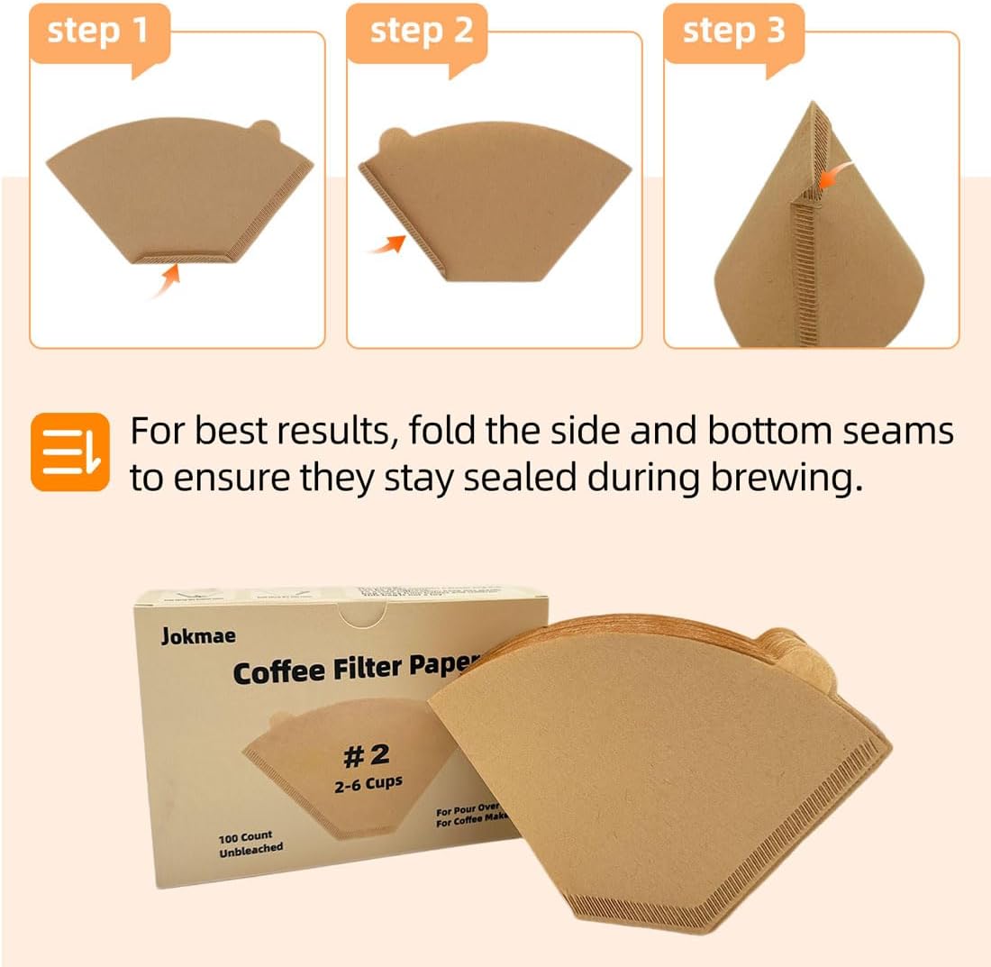 Coffee Filters 2, 2 Coffee Filters Cone, Unbleached Paper Coffee Filter #2, 2-6 Cup, 100 Count