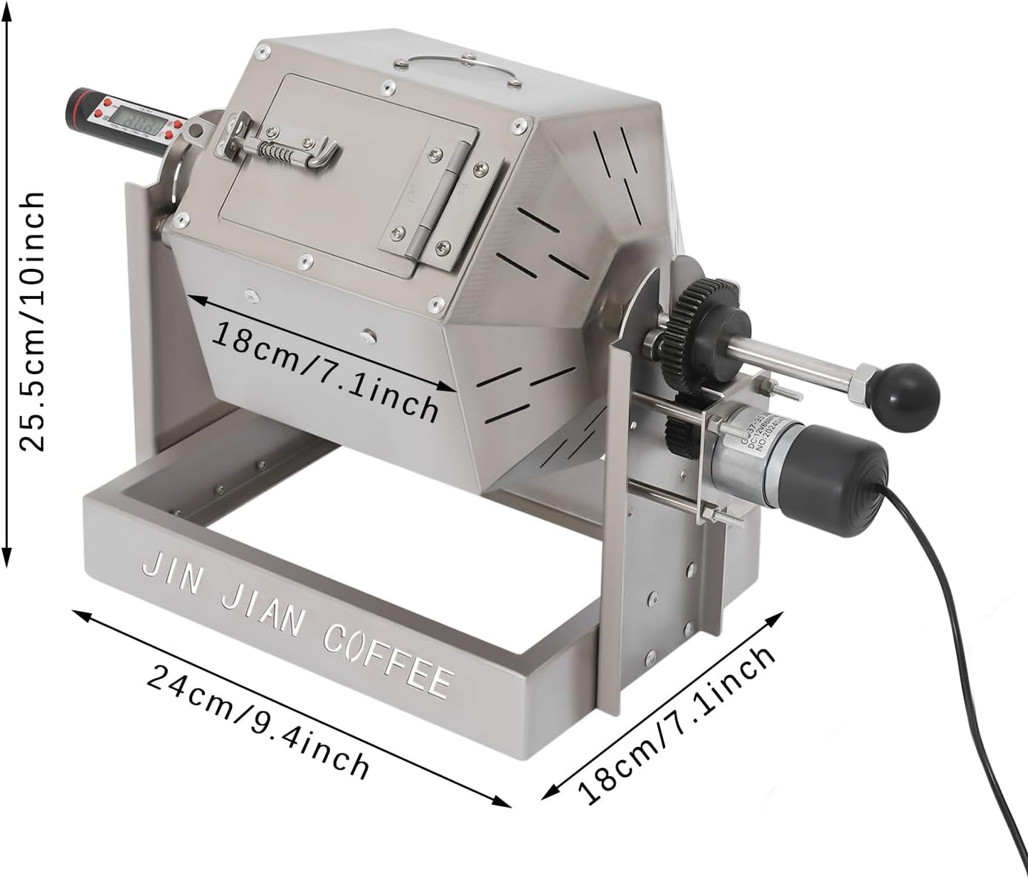 3.8L/3.45QT Coffee Roaster, Stainless Steel Coffee Bean Roaster with Cooler, 6 & 40 Mesh Sieves, Speed Controller, Thermometer, Drum Type Nuts Baker for Home and Commercial Use