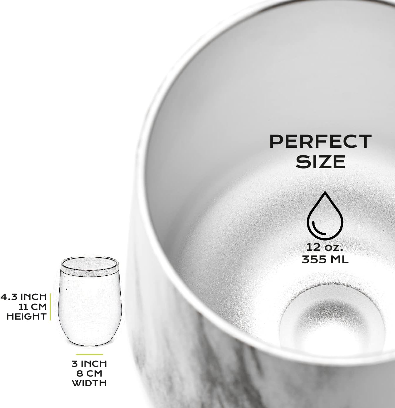 BALIBETOV 5 pcs large Yerba Mate Cup and Bombilla Kit, Includes one 12 oz Yerba Mate Gourd with Lid, Two Bombillas Mate Straw and one cleaning brush | Stainless steel | Double Walled