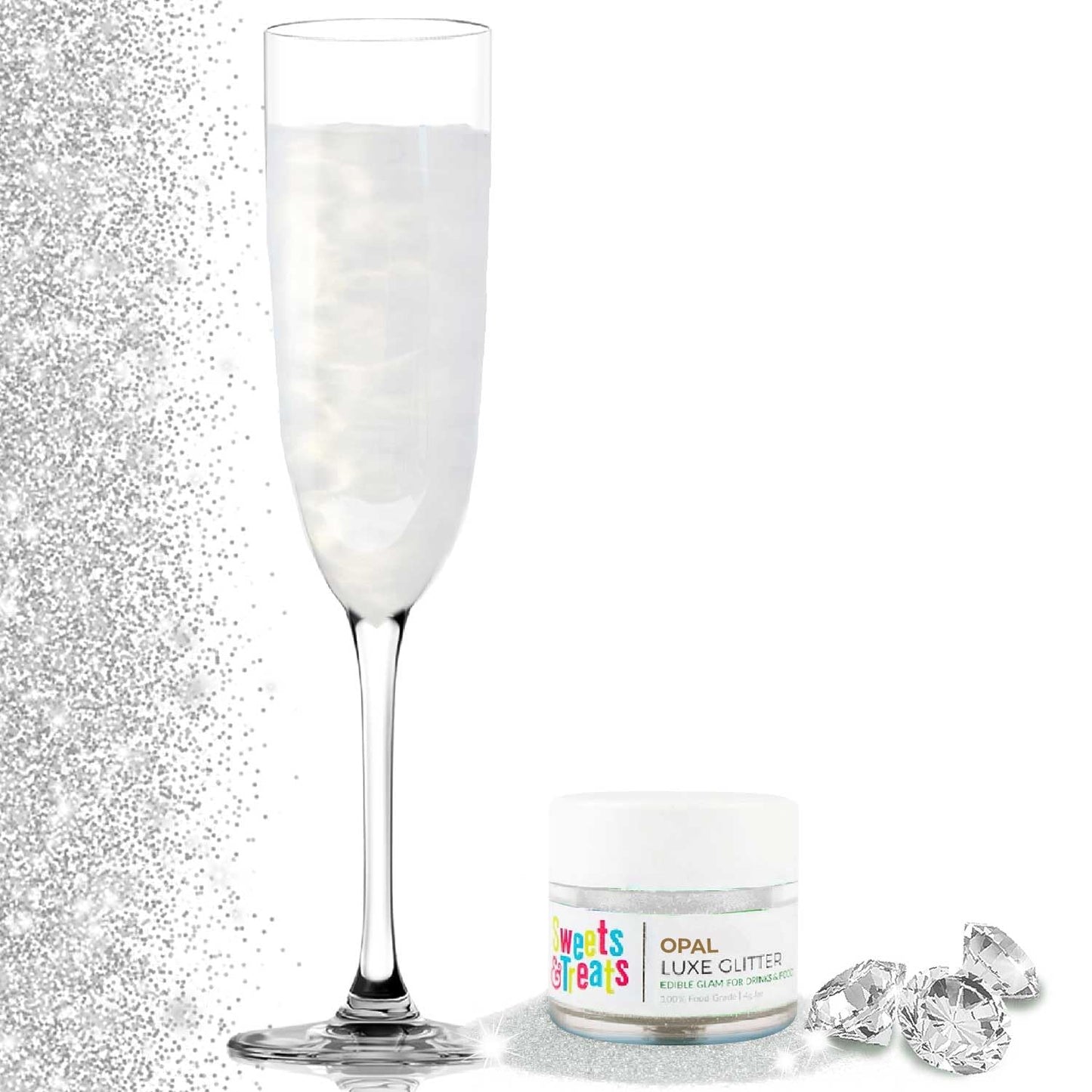 Edible Glitter for Drinks, Edible Glitter for Cakes, White Edible Drink Glitter Cake Decorations for Strawberries, Cocktail