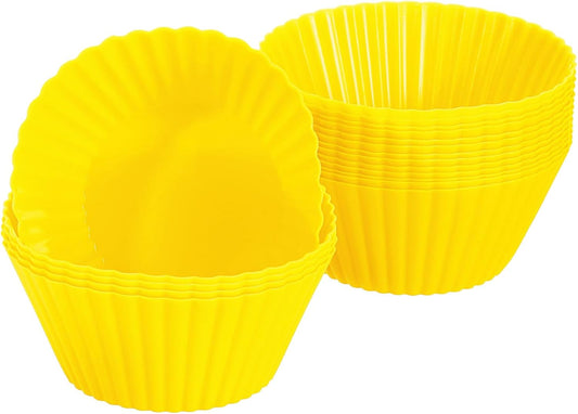 uxcell 18Pcs Silicone Cupcake Liners, Non-Stick Baking Cups, for Cooking Eggs, Baking Muffins and Make a Cake(Yellow)