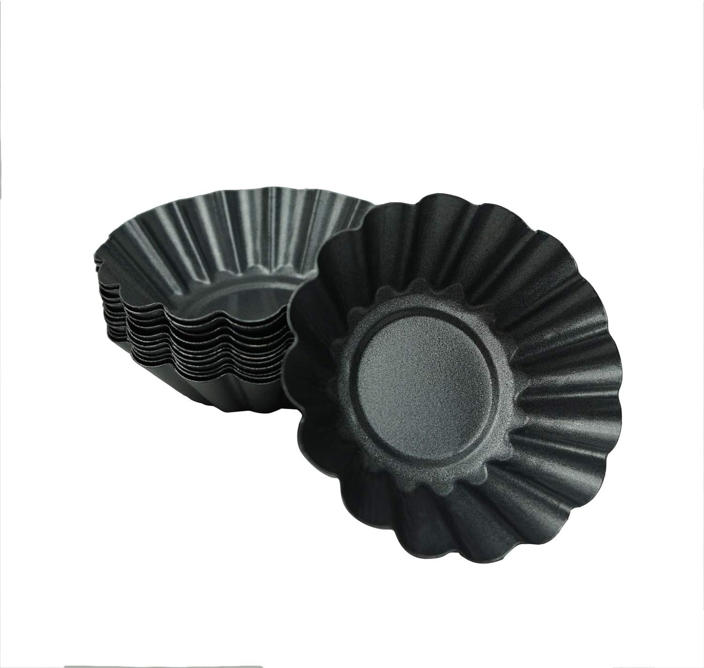 12 Pack Egg Tart Pan, Non-stick Carbon Steel Tartlet Tins, Mini Pie Mould, Muffin Cupcake Pudding Baking Cup Maker - for Pies, Chinese Egg Tart, Cakes (Big Size 3"x 0.9")