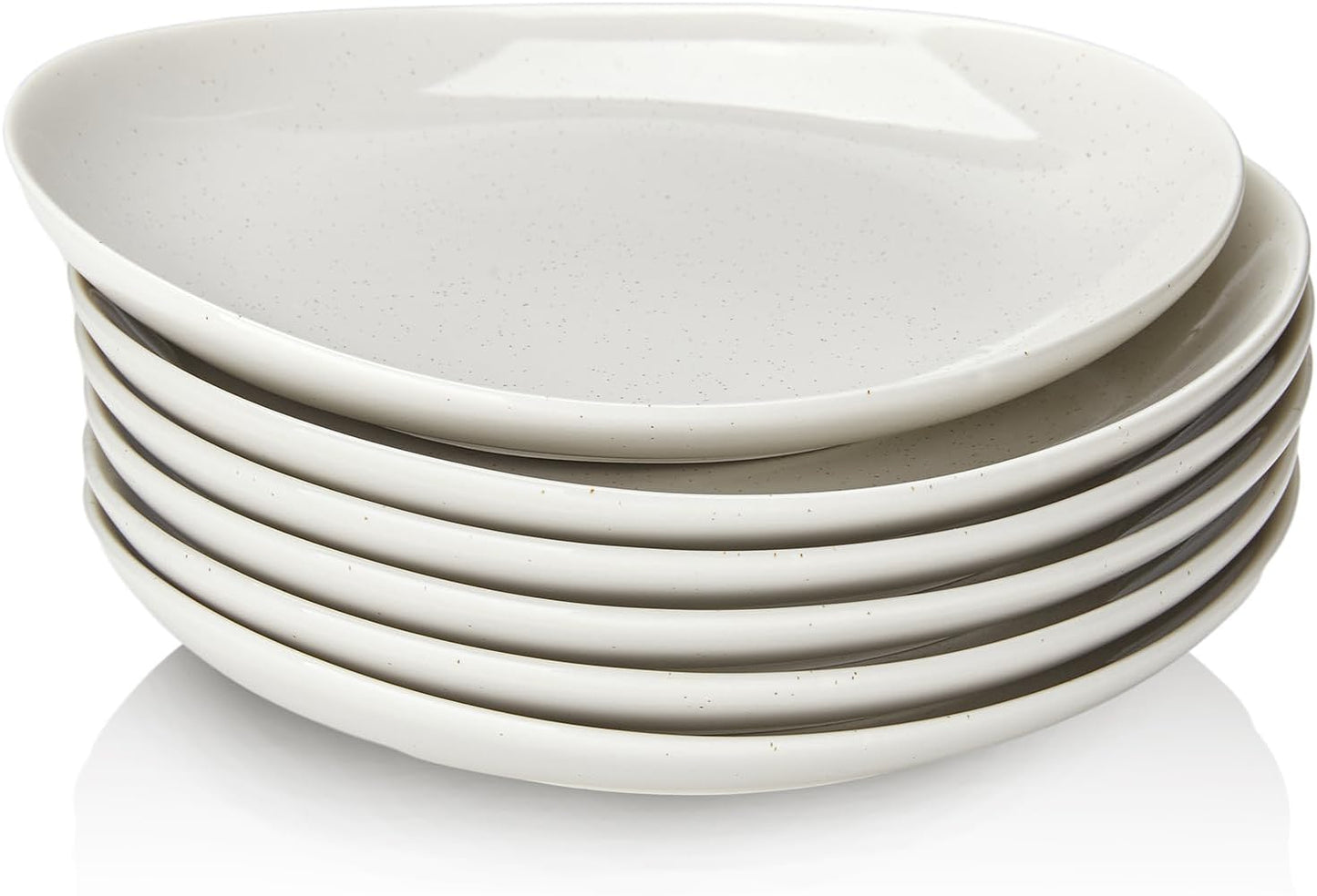 Sweese 7.8" Porcelain Dessert Plates Set, Grey, Set of 6 - Scratch Resistant, Dishwasher Microwave Safe