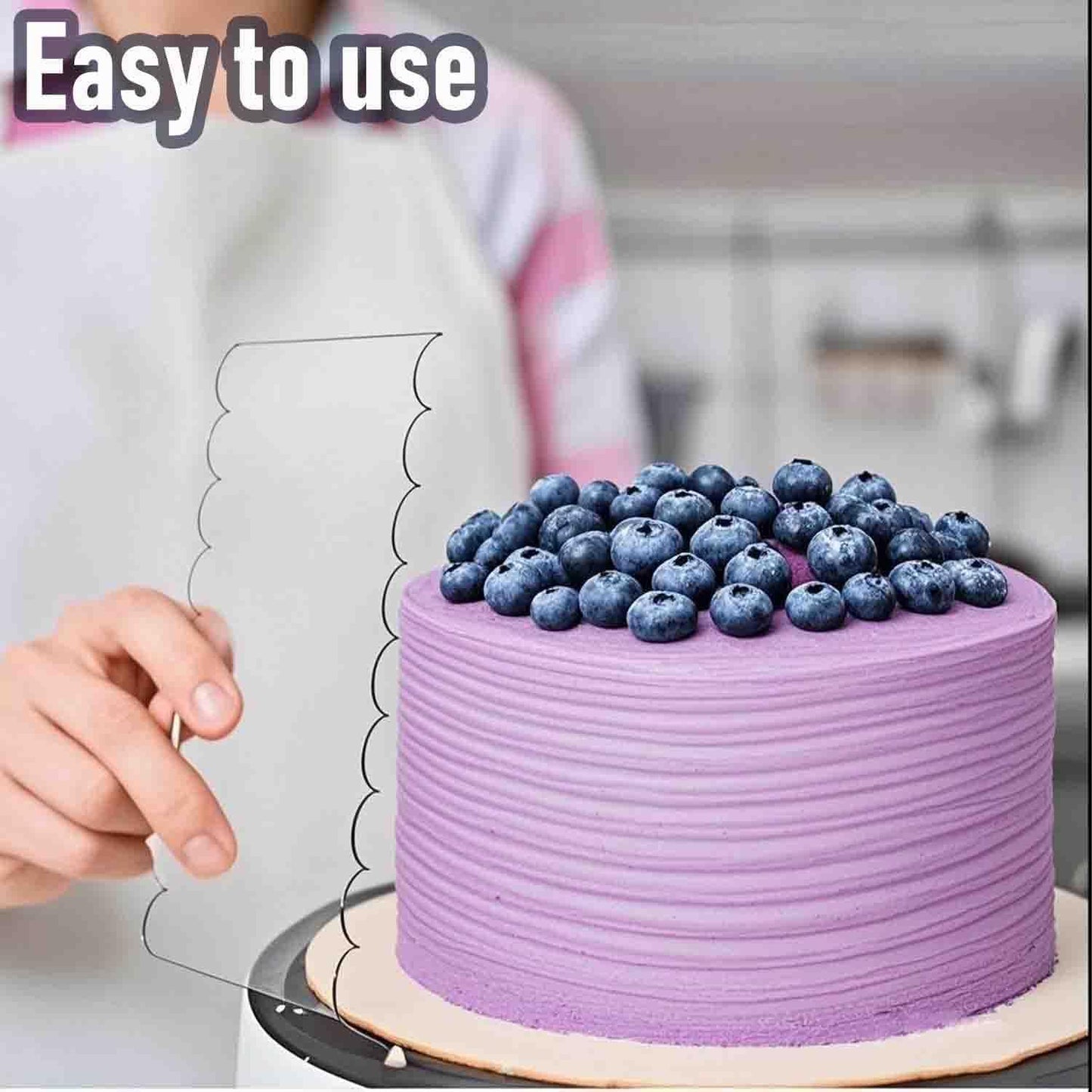 6-Piece Clear Acrylic Cake Decorating Scraper Set – Large Icing Smoothers and Edge Combs for Buttercream, Frosting, Mousse, and Baking Projects