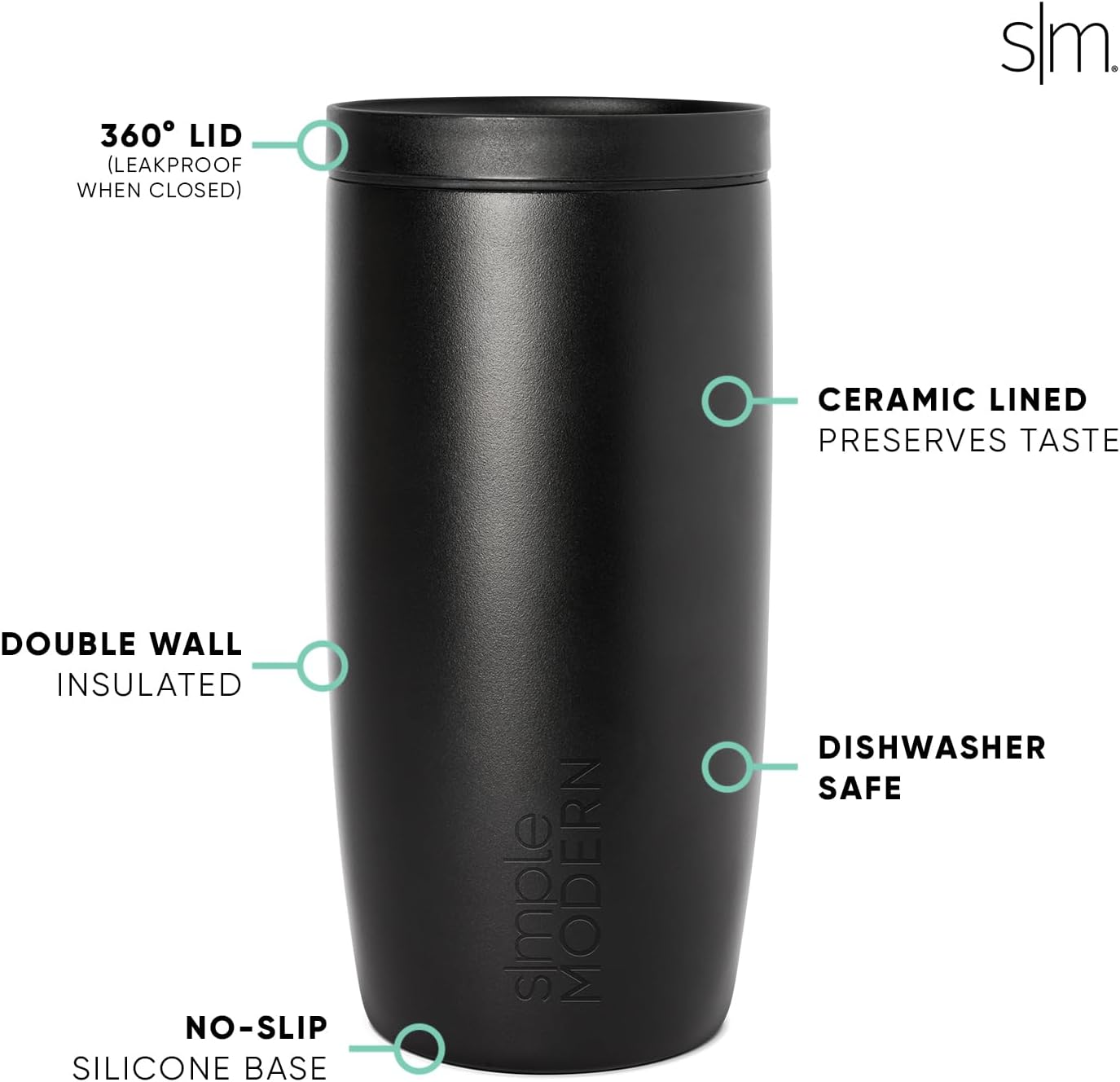 Simple Modern Mother's Day Travel Coffee Mug Tumbler with 360° Lid | Gifts for Her | Ceramic-Lined Insulated Stainless Steel Cold Brew Iced Coffee Cup | Voyager Signature | 16oz | Momma