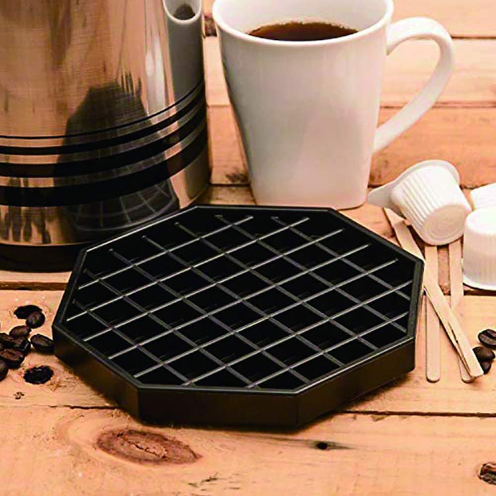 Drip Trays 4" Coffee Countertop Octagon Drip Tray Black Plastic Coffee Drip Tray With Honeycomb Grid, Pack of 2 (2 Pcs 4")