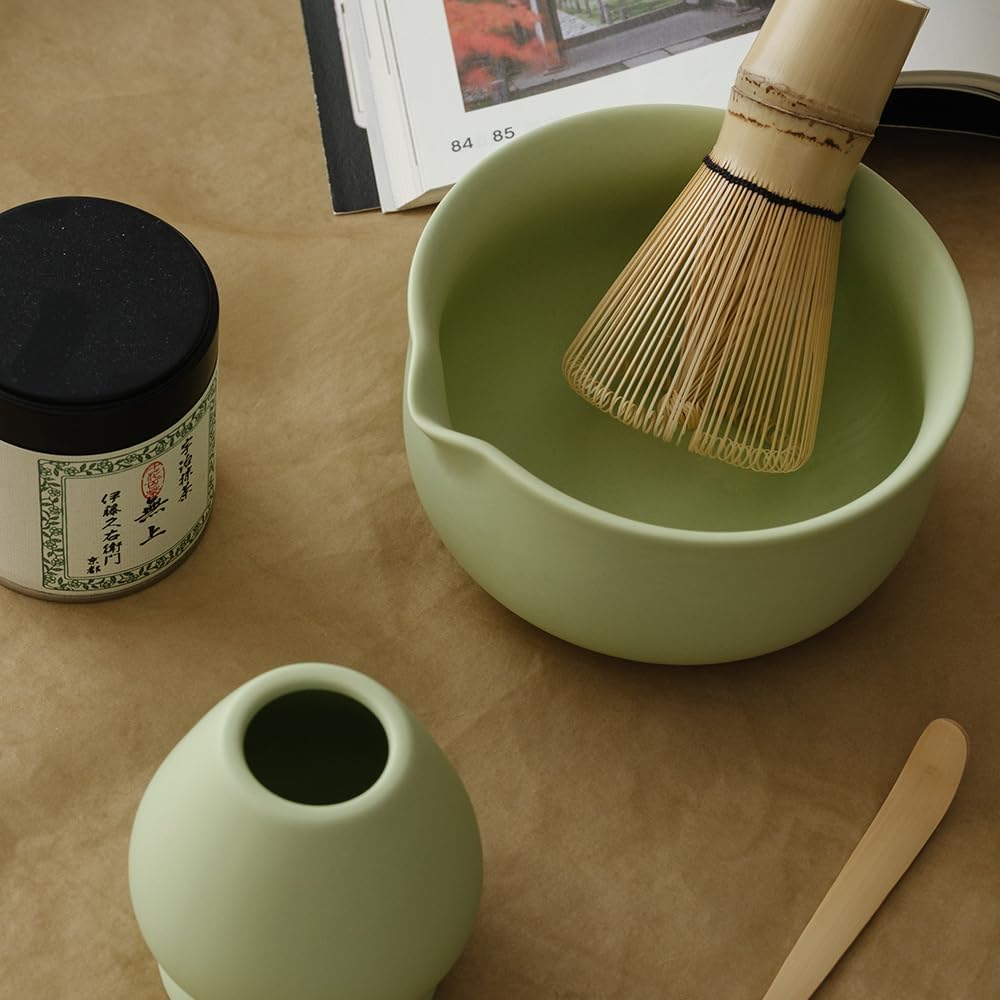 Matcha Kit - Premium Matcha Whisk Set with Traditional Bamboo Tools, Ideal Matcha Tea Set for Home (Mint Green)