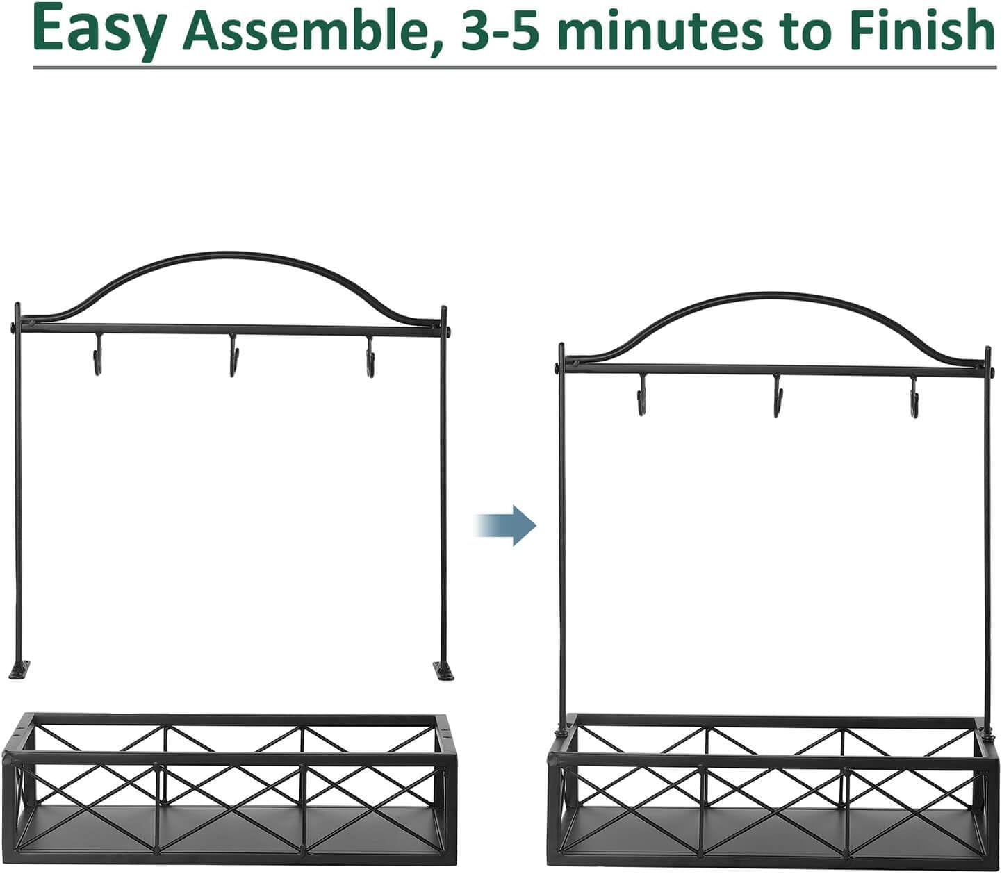 Coffee Mug Holder, 6 Big Capacity Cup Holder for Countertop, Cup Rack Organizer,Mug Tree with Storage Base for Coffee Bar Accessories (Large)