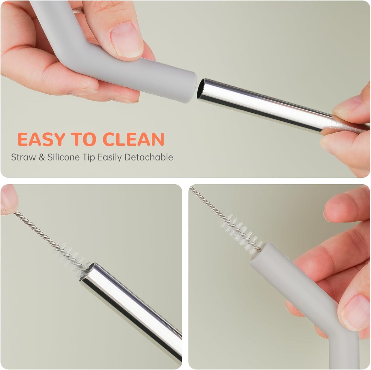 Tomorotec 40oz Straws, 13 Inch Stainless Steel Straw with Silicone Extender Tip for Stanley Adventure Quencher Tumbler 6-Pack with 2 Brushes, 0.35" Diameter Straws Food Grade BPA-Free Colorful Set