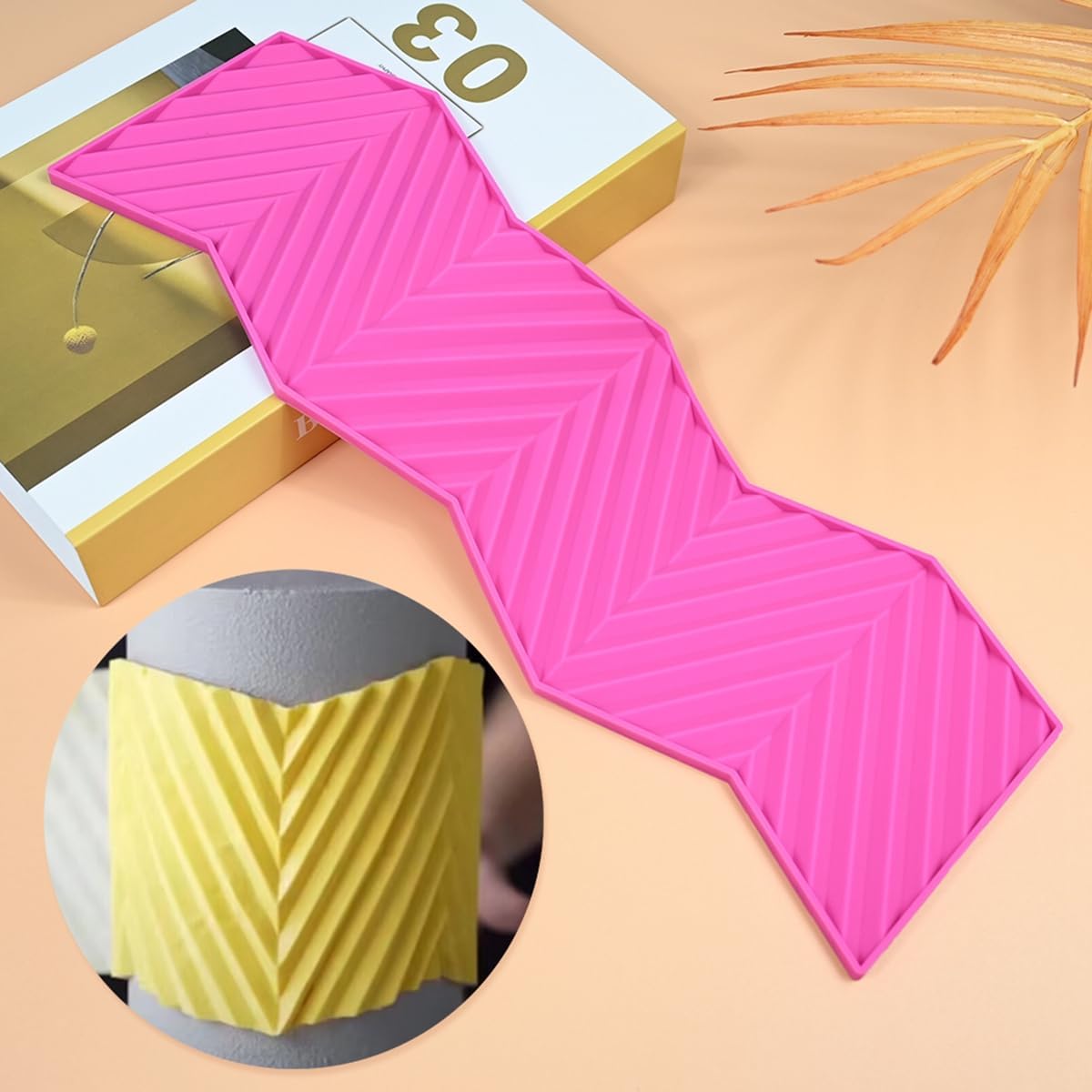 TUKE 3D Diagonal Stripes Design Lace Mat Silicone Mold Silicone Lace Mold Sugar Craft Cake Brim Decoration Tool (L_ Diagonal Stripes)