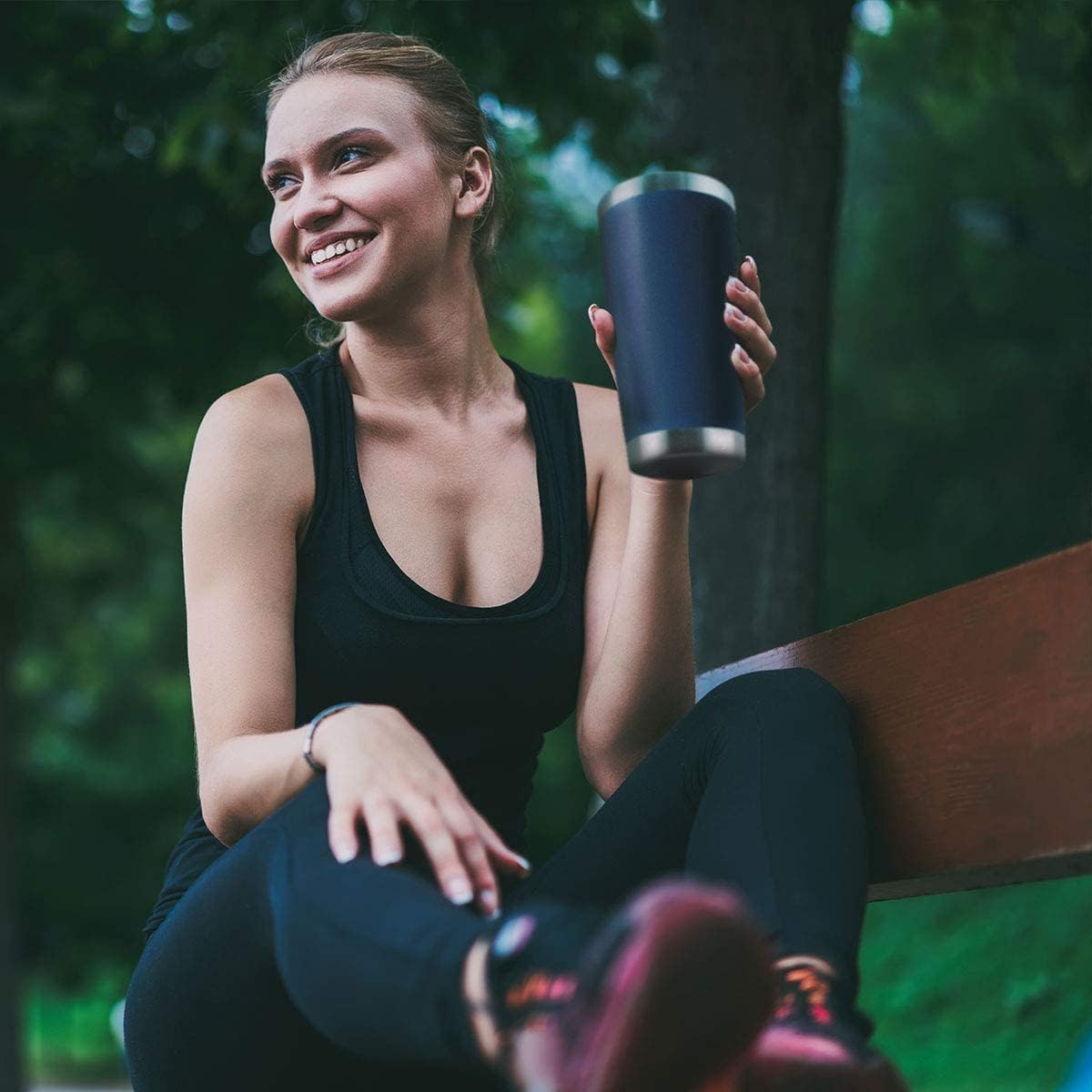 HASLE OUTFITTERS 20oz Tumblers Stainless Steel Mugs with Lid Double Wall Vacuum Insulated Coffee Cups for Cold & Hot Drinks (20oz-Navy, 12 Pack)