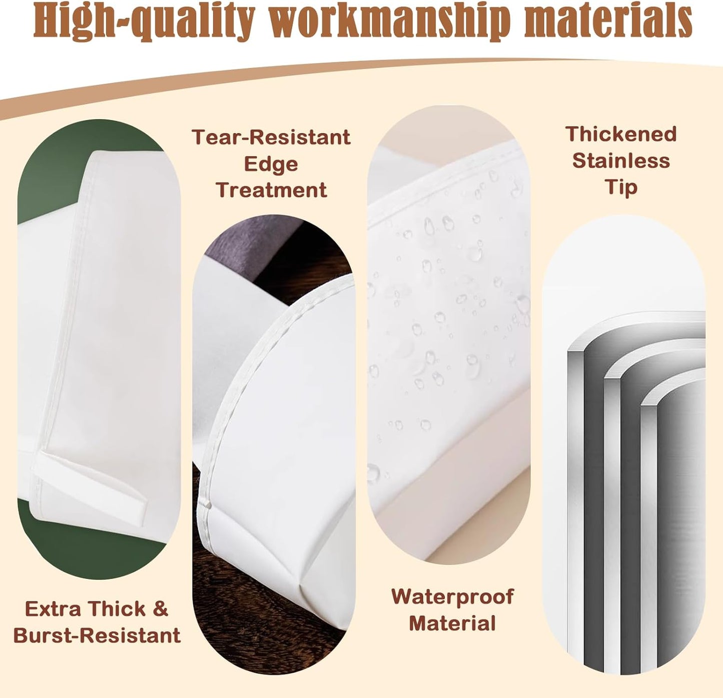 14-Piece Reusable Piping Bags and Tips Set- Cotton Baking Kit with Coupler, Stainless Steel Nozzles,Silicone Cable Ties& Cleaner for Cakes/Cupcakes/Cookies Decorating