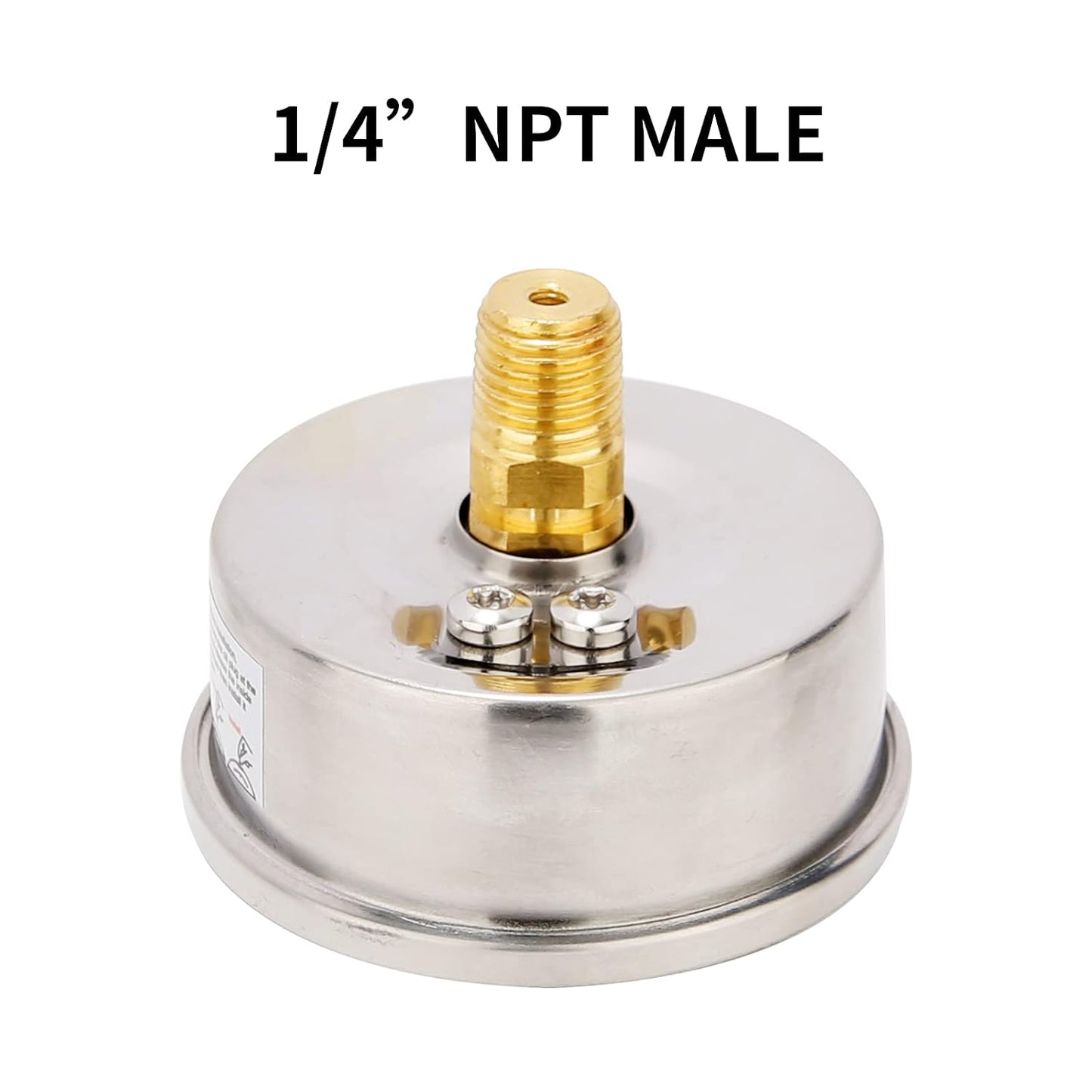 MEASUREMAN 2-1/2inch Dial Size, Glycerin Filled Pressure Gauge, 0-100psi/kpa, 304 Stainless Steel Case, 1/4 Inch NPT Center Back Mount