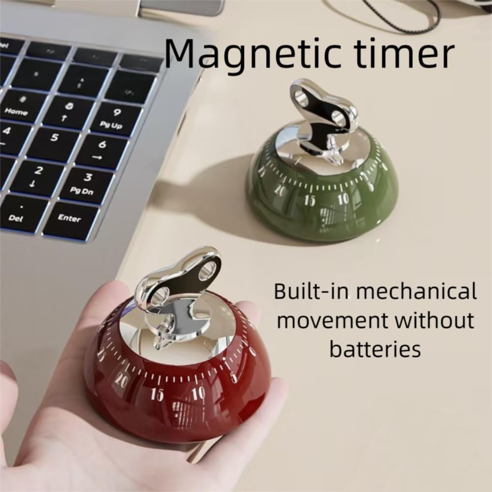 Kitchen Timers for Cooking, 100% Mechanical Cooking Timer，No Batteries Required，Magnetic Back.(Green)