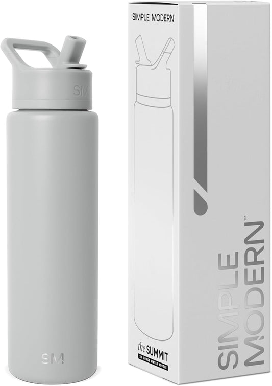 Simple Modern Water Bottle with Straw Lid | Vacuum Insulated Stainless Steel Metal Thermos | Reusable Leak Proof BPA-Free Flask for Sports Gym | Summit Collection | 30oz, Ice Gray