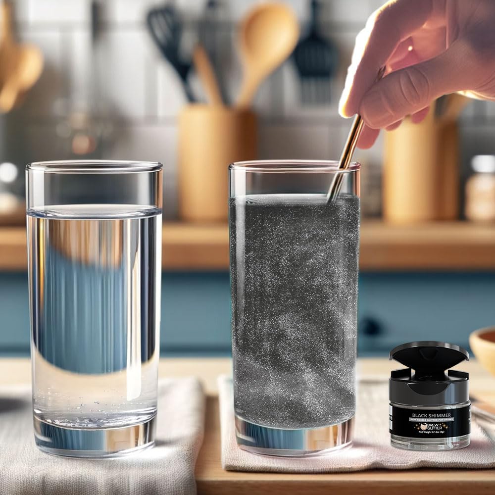 Brew Glitter Black Edible Drink Glitter 1x 4g Jar for Cocktails, Beer, & Beverages