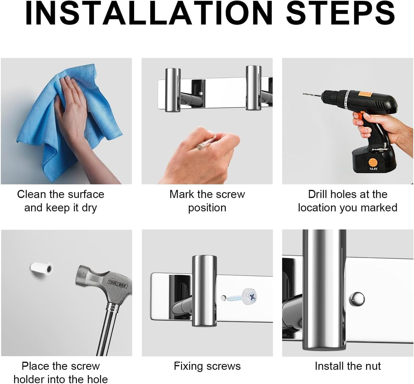 VAEHOLD Hat and Coat Wall Mount Rack - Hooks for Robes, Bags, Keys, and Towels - Bathroom Towel Hanger Organizer (Polished Chrome, “T“ Shape 3 Hooks 1 Pack)