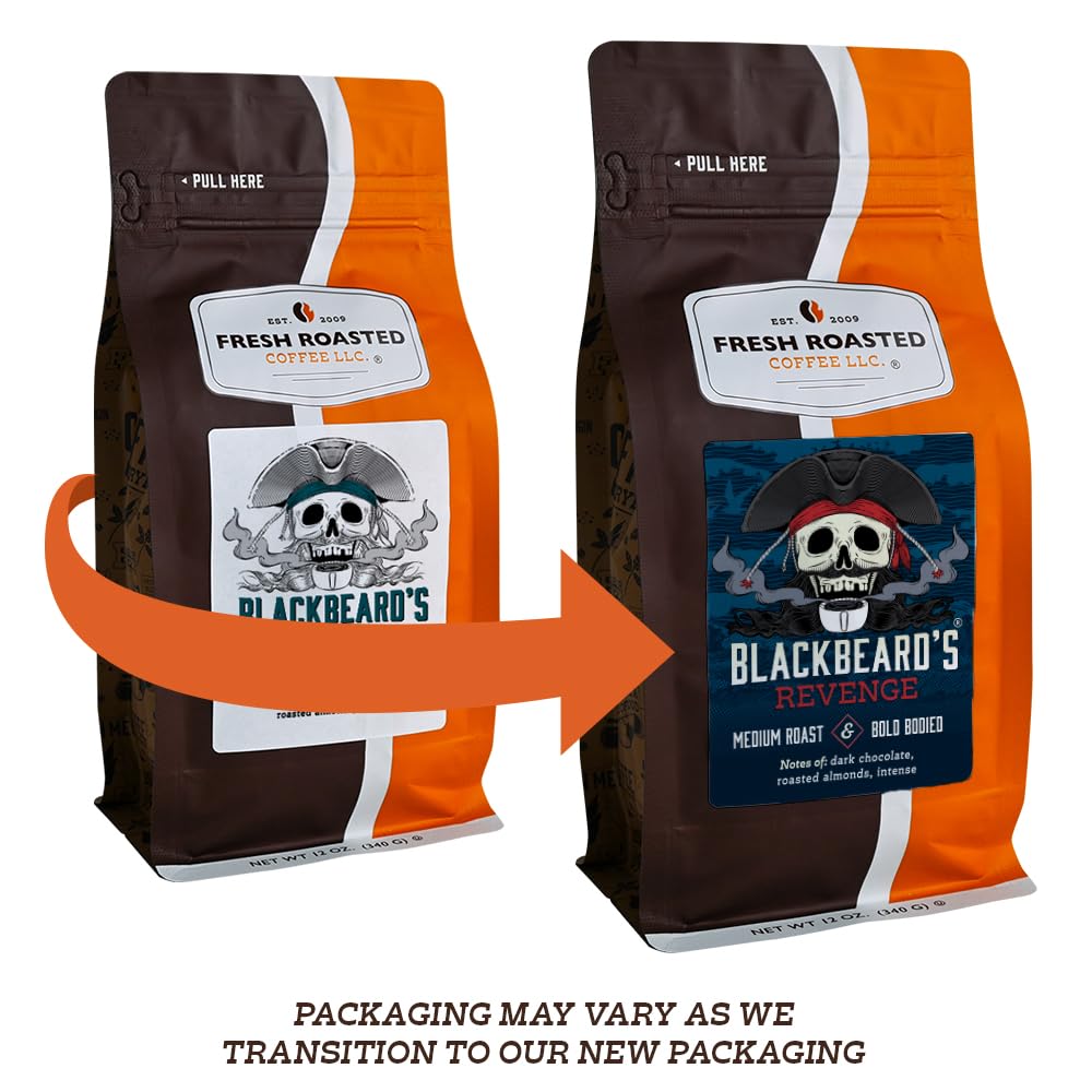 Fresh Roasted Coffee, Blackbeard's Revenge, 5 lb (80 oz), Medium Roast, Kosher, Whole Bean