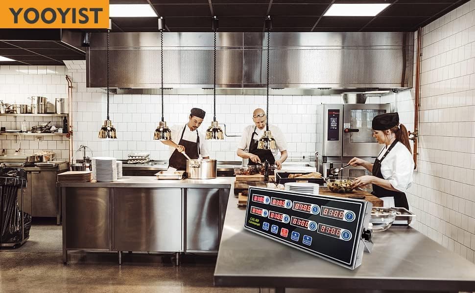 Commercial 8 Channel Kitchen Timer Digital Restaurant Timers Professional Loud Alarm Cooking Reminder for Food Truck Fryer Bakery Pizza Coffee Heavy Duty