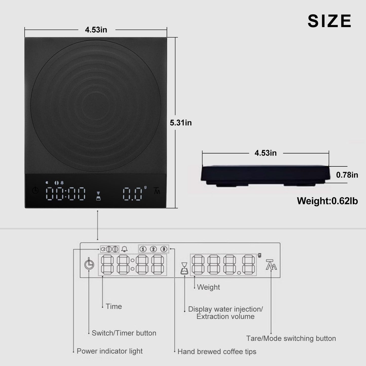 Rechargeable Mini Coffee Scale with Timer,FSJCOFFEE Espresso Scale Metal Body 2kg/0.1g Precision Coffee Scale, for Pour-Over Coffee,Portable Digital Kitchen Scale, Food Scale with Auto Timer (Black)