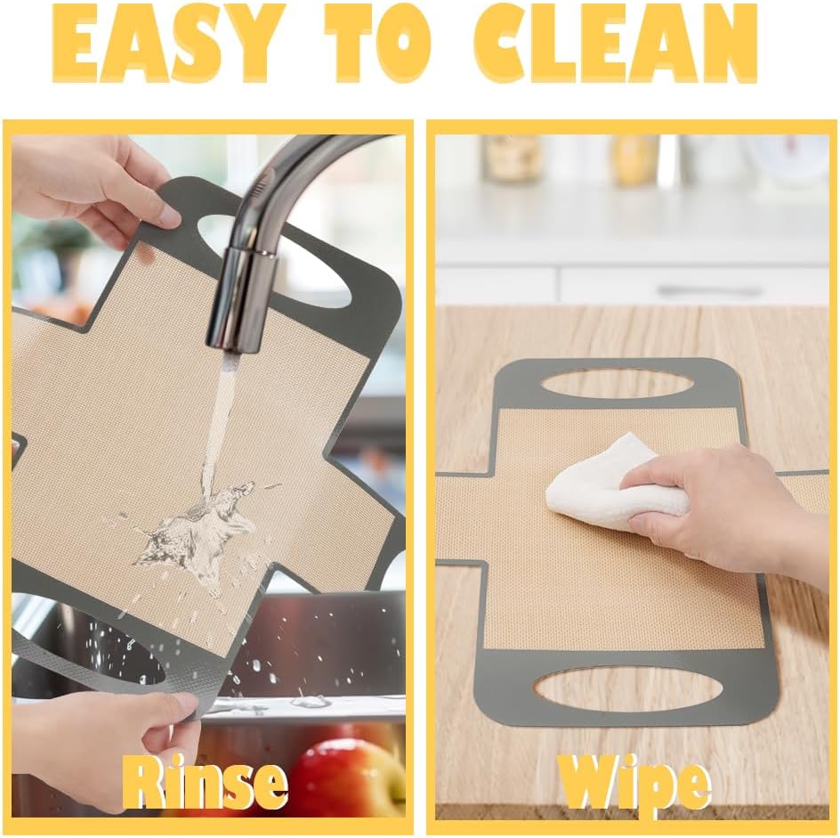 2 Pack Reusable Silicone Bread Loaf Pan Liners, Non-Stick & Easy Clean Baking Mats with 4 Handles for 9x5" Baking Loaf Pans, Baking Accessories for Baking Bread, Cookies