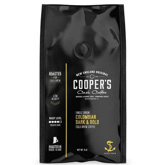 Cold Brew Coffee Colombian Reserve Single Origin Coarsely Whole Bean Coffee - 5 lb. Bag - Dark Roast