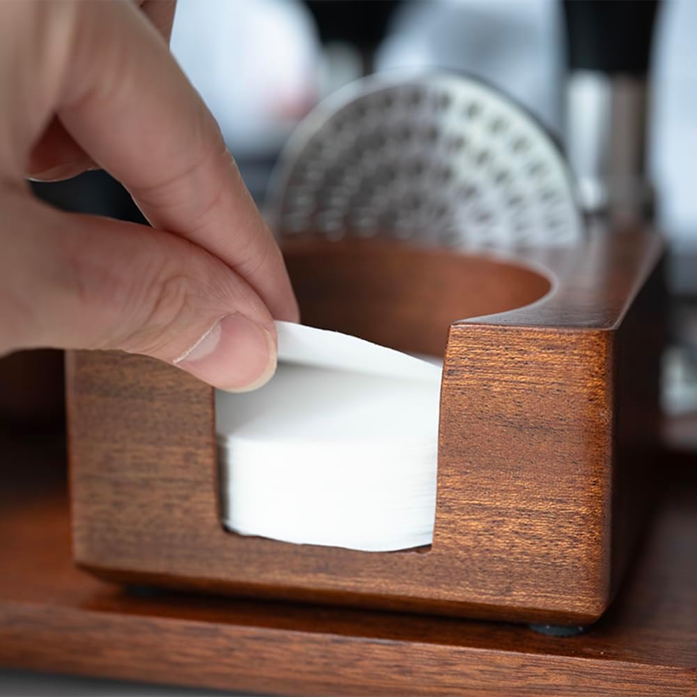 2 IN 1 Holder Stand For the Coffee Filter Paper and Espresso Puck Screen,Sapele Premium Solid Wood Organizer For Tidying Espresso Accessories(Filter Not Included) (for 58mm)