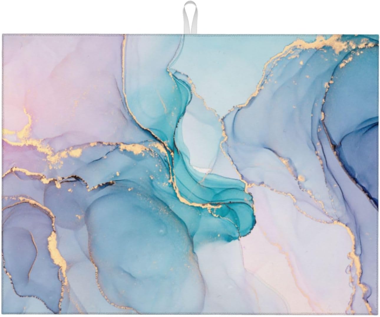 Large Dish Drying Mats For Kitchen Counter Microfiber Kitchen Drying Mat XL Draining Pad Absorbent Quick Drying Dish Mat 18x24 Inch - Marble Golden Swirls