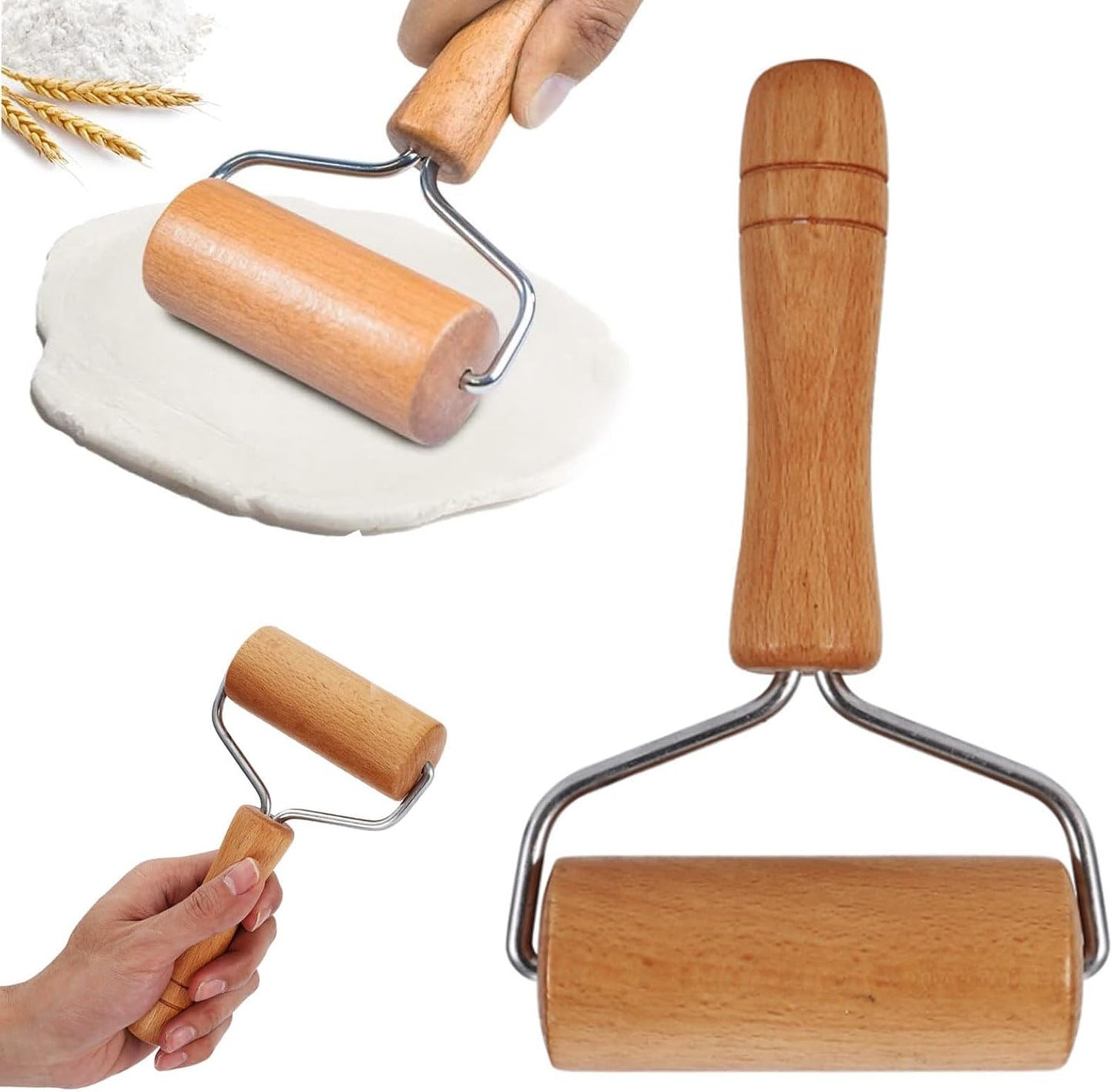 Rolling Pin, Small Rolling Pin Tortilla Roller, Wooden Dough Roller Fondant Tools for Home Kitchen Baking Cooking Pastry Tortilla Pizza Cookie(9.5cm*19cm)