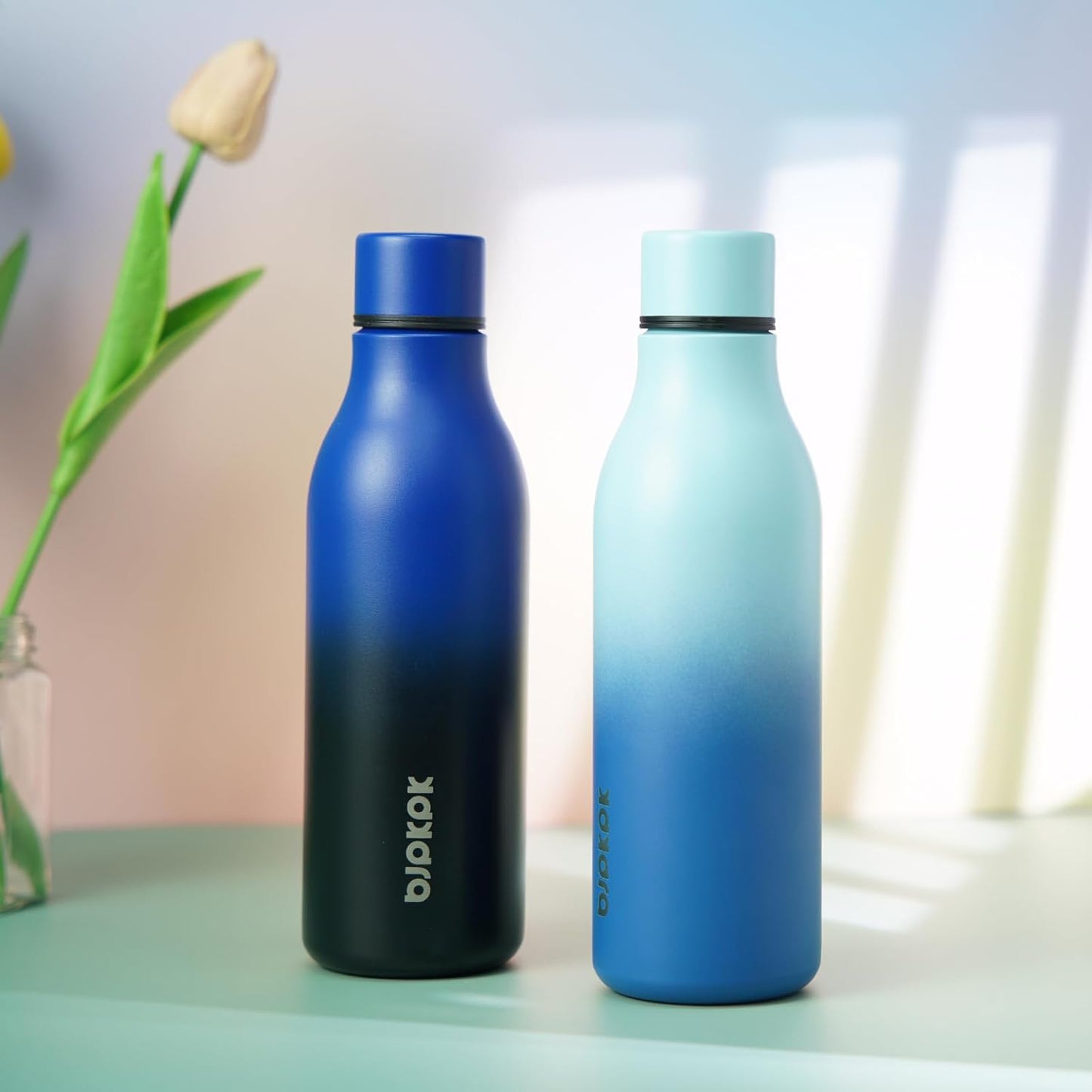 BJPKPK Insulated Water Bottles, 25 oz Stainless Steel Metal Water Bottle with Strap, BPA Free Leak Proof Thermos, Mugs, Flasks, Reusable Water Bottle for Sports & Travel, Sky