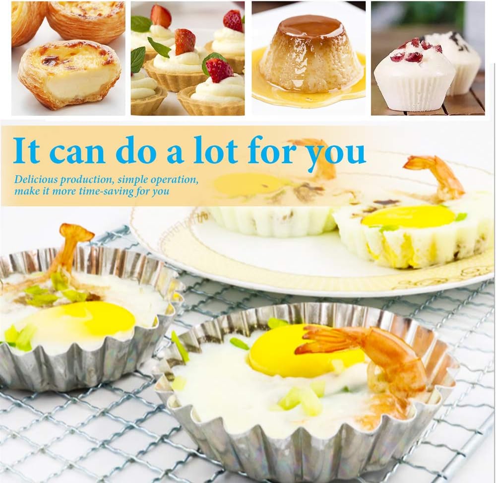 20 Packs Cupcake Mold, 3.8inch Stainless Steel Mini Pie Tartlet Cupcake Cake Muffin Mold Tin Pan Baking Tool