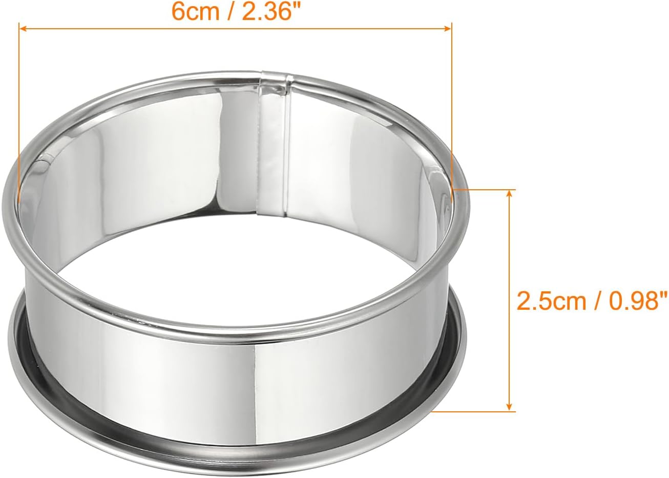 HARFINGTON 6pcs Crumpet Rings 2.36" Nonstick Round Cake Ring Stainless Steel Double Rolled English Pastry Rings for Kitchen Baking Crumpet Dessert, Silver