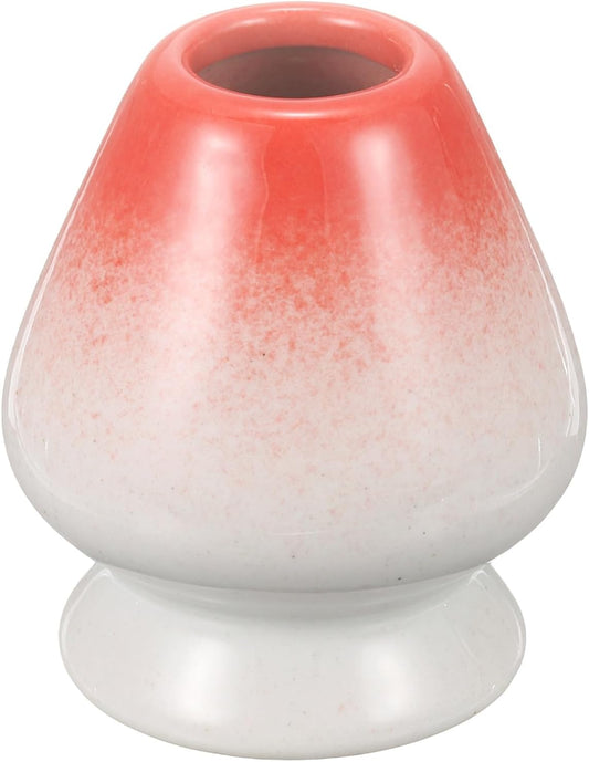 HARFINGTON Ceramic Chasen Stand 70mm Matcha Whisk Holder Teas Set Whisks Stand Traditional Matcha Tea Chasen Holder Tea Set Accessories for Tea Tasting, White/Red