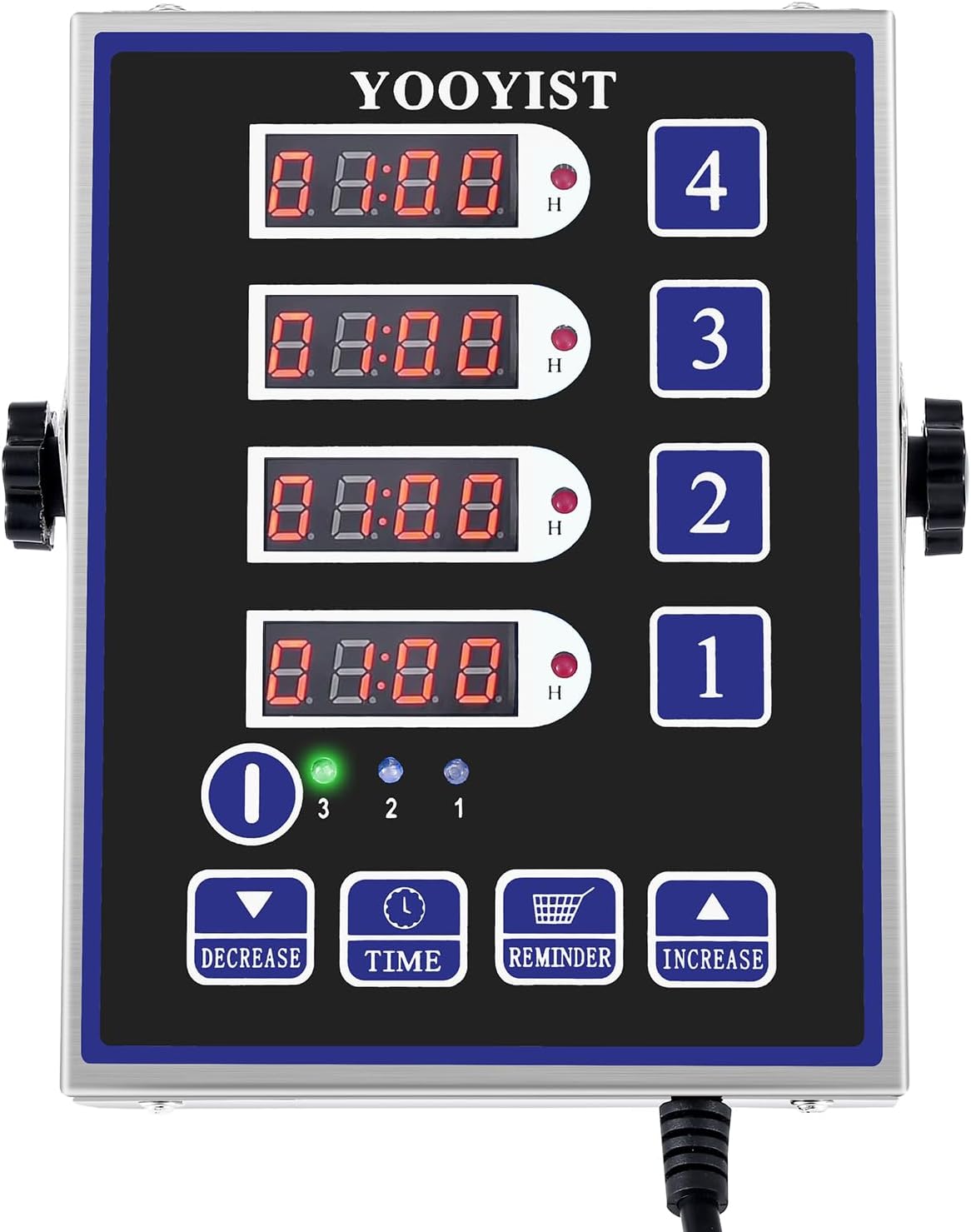 Kitchen Timers for Cooking – 4 Channel Commercial Kitchen Timer Restaurant Kitchen Supplies – Stainless Steel LED Technology Kitchen Timer Digital – Reminder Function, Loud Alarm, Black