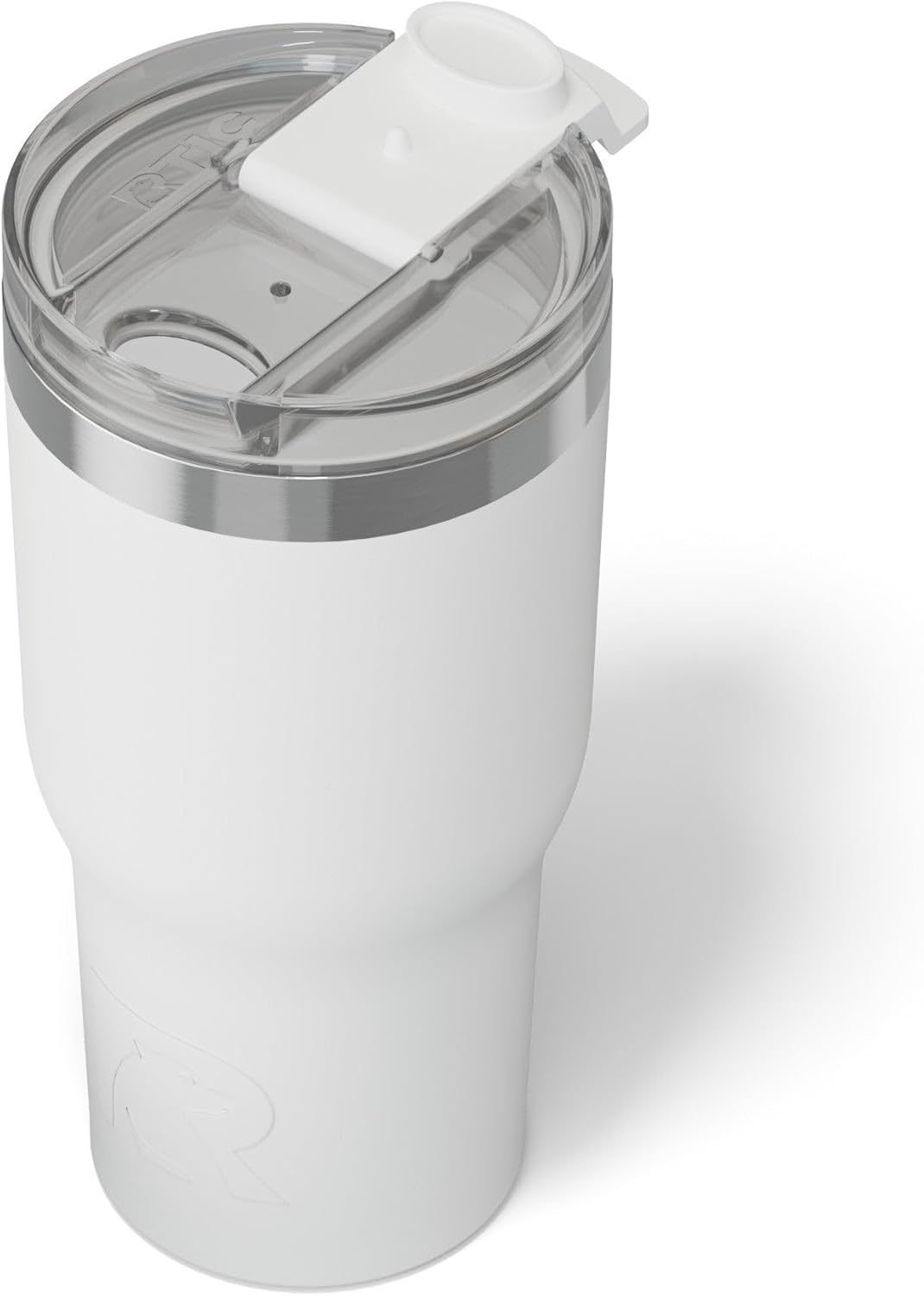 RTIC 20oz Essential Tumbler with Lid, Insulated, Stainless Steel, Metal, Double Wall Vacuum-Insulation, Ceramic Lined, Travel Cup for Iced Coffee, Tea, Hot and Cold Drink, White