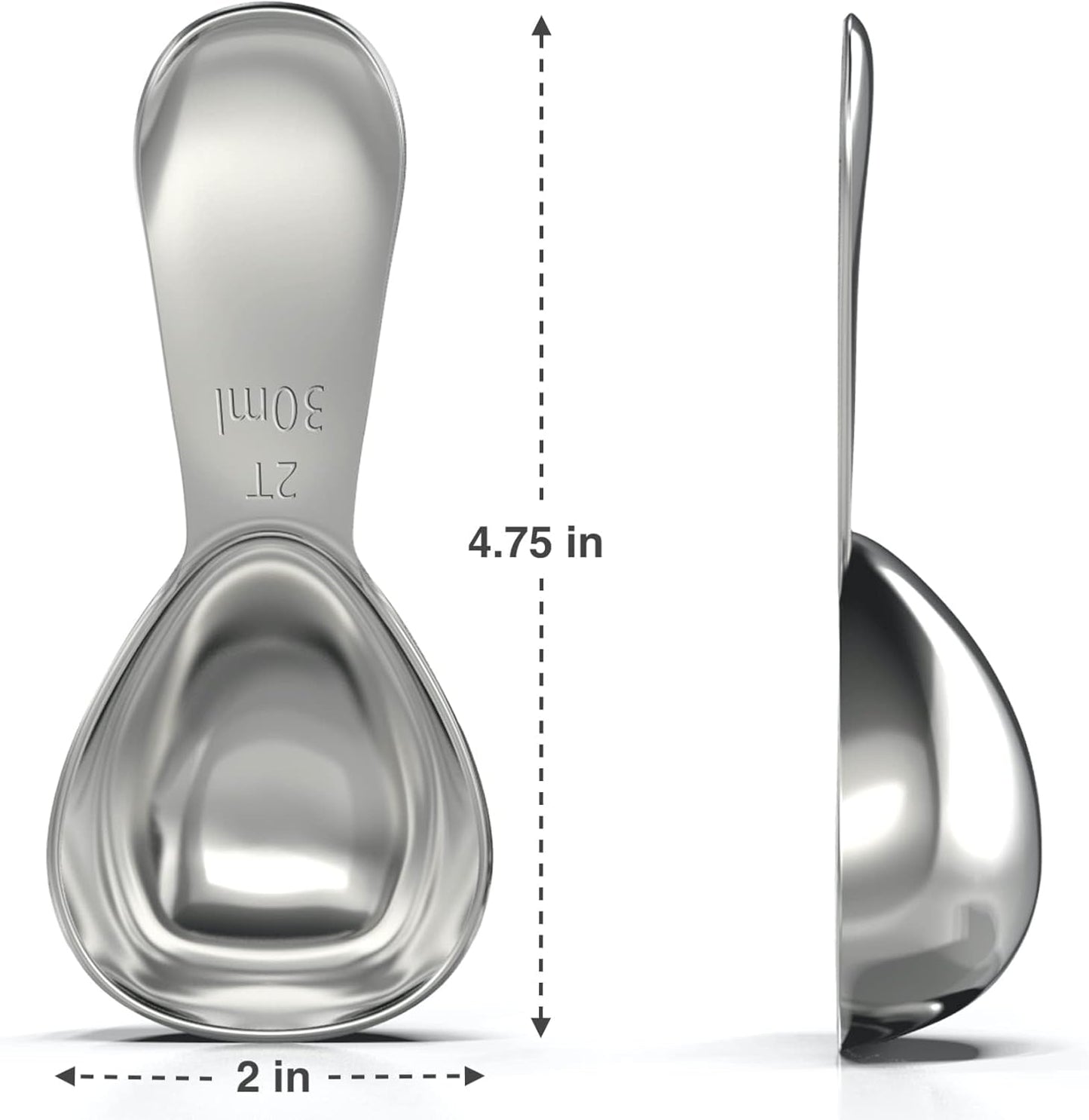 BALCI - Stainless Steel Coffee Scoop Set (2&2 Tablespoon, 30ml and 30ml) Exact Measuring Spoons for Coffee, Tea, Sugar, Flour and More! …