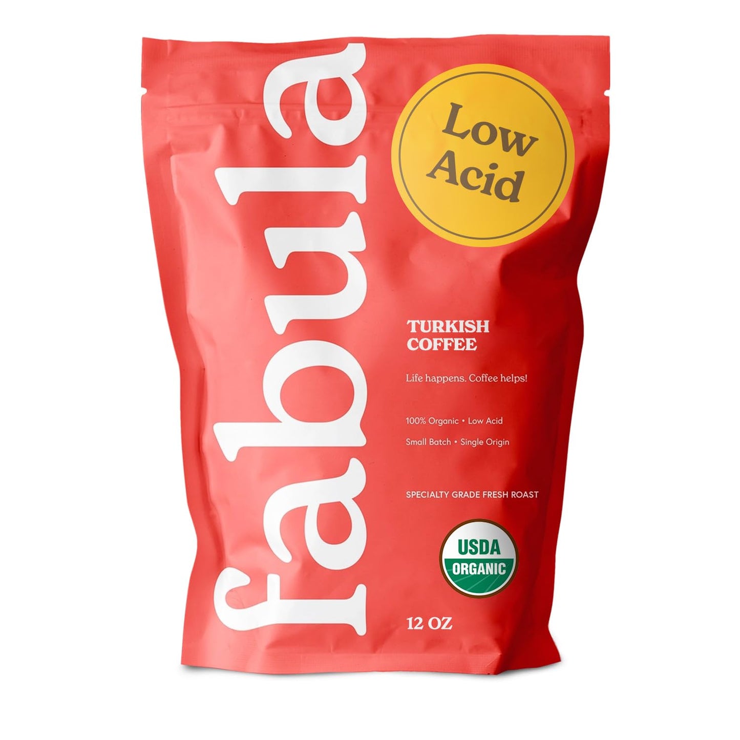 Fabula Organic Turkish Coffee - Very Fine Grind - Low Acid - Single Origin - Non-GMO - Mold Free - 12 Ounces