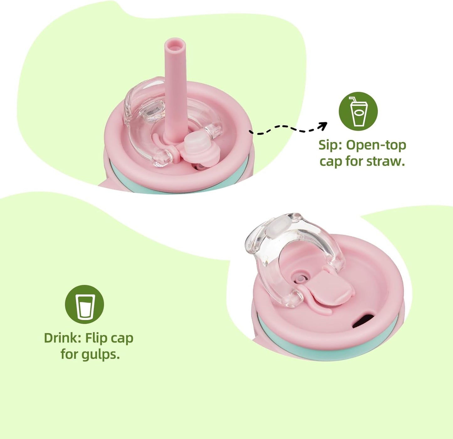 18 oz Tumbler with Side Handle, Insulated Water Bottle with Straw and 2 in 1 Lid, Stainless Steel Cup Travel Coffee Mug for Sports Office Gym,Guava