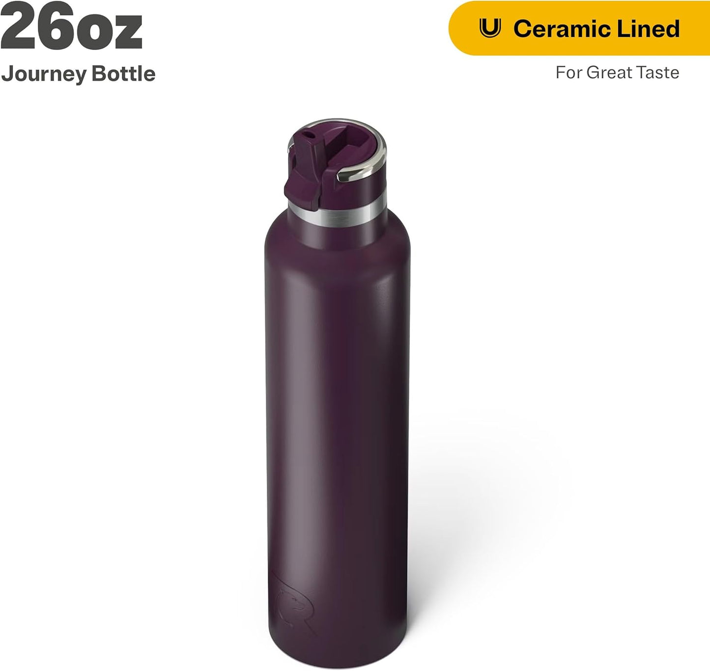 RTIC 26oz Journey Bottle Metal Stainless Steel Vacuum Insulated, BPA Free, Reusable, for Water, Hot and Cold Drinks, Travel, Sports, Camping, Plum