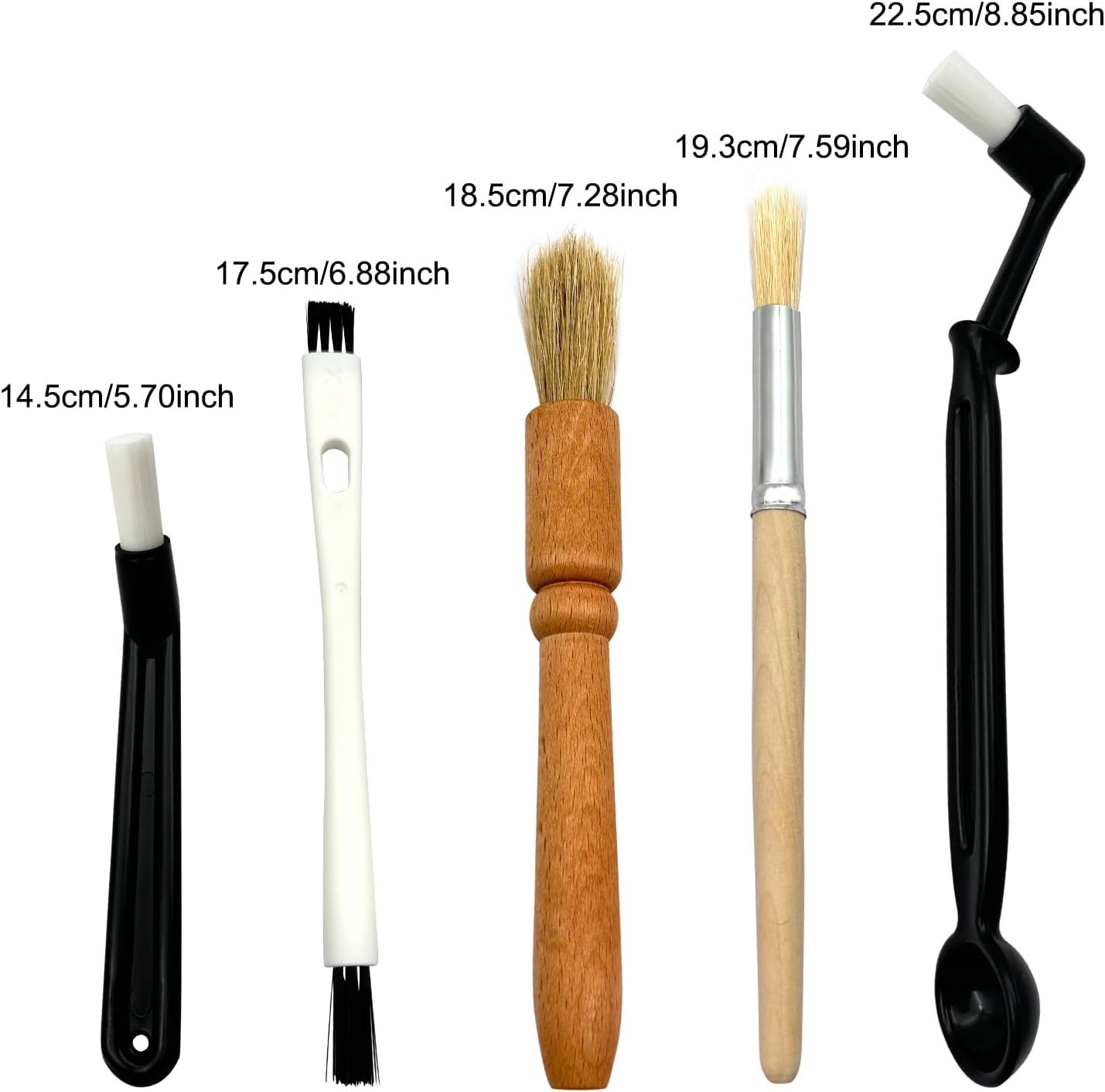 Coffee Brush Set with Wooden and Nylon Brushes for Coffee Machine Cleaning, Professional Espresso Brush Set with Nylon Espresso Brushes Wooden Coffee Grinder Cleaning Brushes