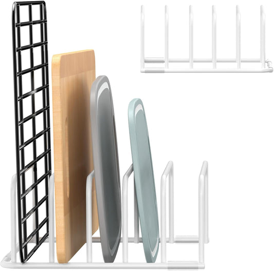 Cutting Board Organizer, 1Pcs Cutting Board Holder Rack Baking Cookie Pan Sheets Cooling Small Racks Storage Stand for Kitchen Cabinet Countertop Bakeware Storage Organizer Metal White