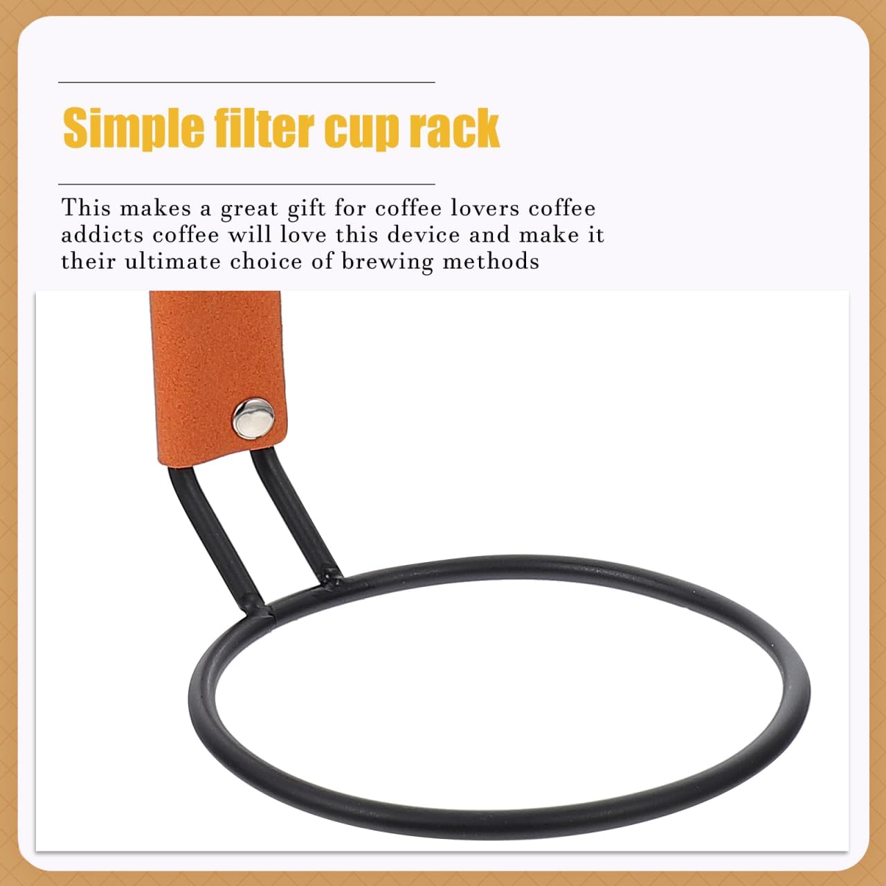 Mikikit Filter Cup Holder - Coffee Dripper Stand with Leather Handle Compatible with Various Sizes of Coffee Filters 7.48X4.72X3.54 Inches Perfect for Home Brewing