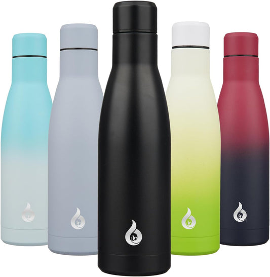 BJPKPK Insulated Water Bottle 17oz Stainless Steel Water Bottles Dishwasher Safe Metal Thermos Keep Cold and Hot,Midnight Black