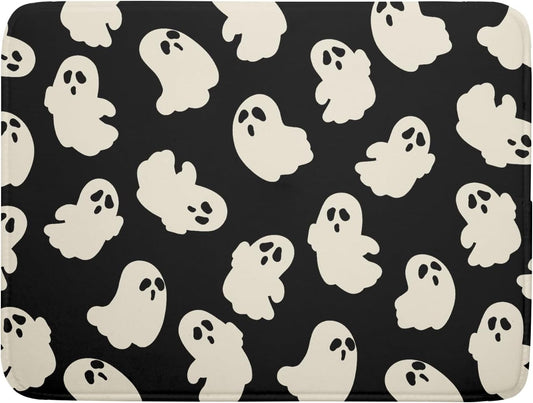 Halloween Ghosts Dish Drying Mat for Kitchen Counter Halloween Cute Ghost Drying Dish Mat 18”x24” Absorbent Microfiber Reversible Kithchen Mats for Countertop Fast Dry Dish Draining Mats for Halloween