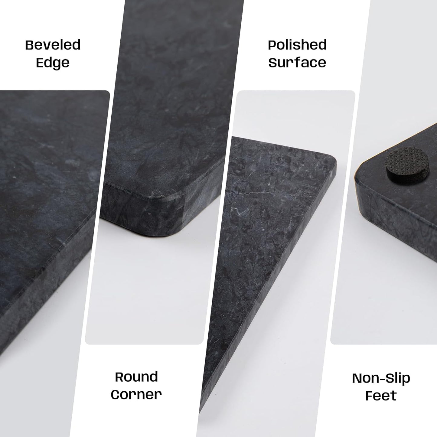 Black Marble Cutting Board, 12x16 Inch Marble Pastry Board With Non-Slip Feet For Cheese, Charcuterie, Dough, Chocolate, Dessert, Pack Of 1 Piece