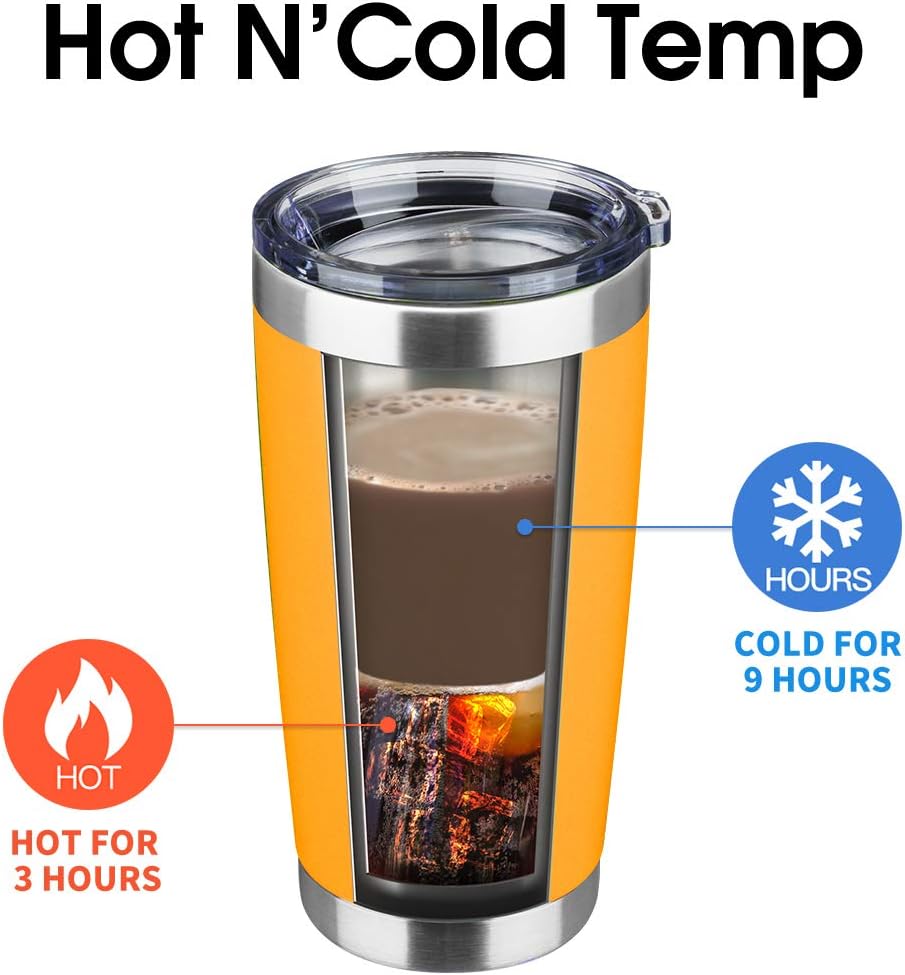 20oz Tumbler Bulk Stainless Steel Vacuum Insulated Tumblers with Lid Double Wall Travel Mug, Durable Powder Coated Coffee Cup, Suitable for Ice Drinks and Hot Beverage (Orange 12pack)
