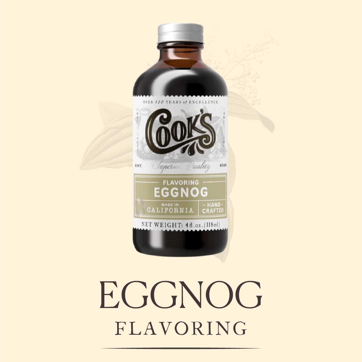 Cook's, Eggnog Flavoring, for Making Eggnog, Baking, Ice Cream, Custard, Cheesecake, and Cookies, 4 oz