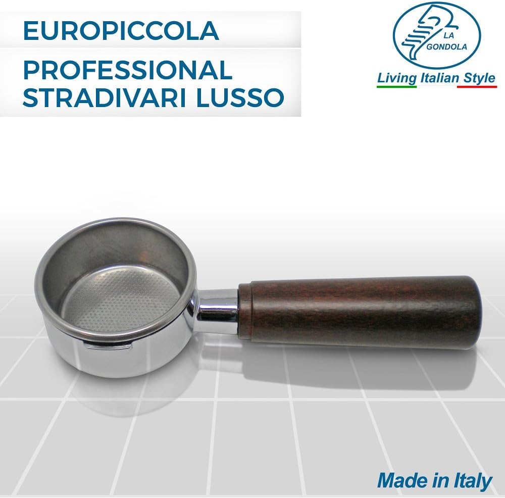 Bottomless Portafilter Lusso for La Pavoni Europiccola Professional Stradivari Lusso Lever Espresso Machine with 2 Cup filter Basket Included