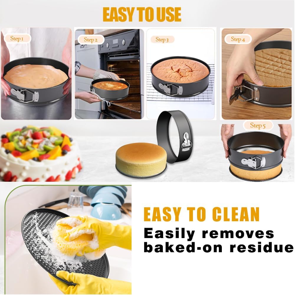 6PCS Springform Pan Round Non Stick Cheesecake Pan Durable Cake Baking Pans with Removable Bottom Cake Molds for Baking
